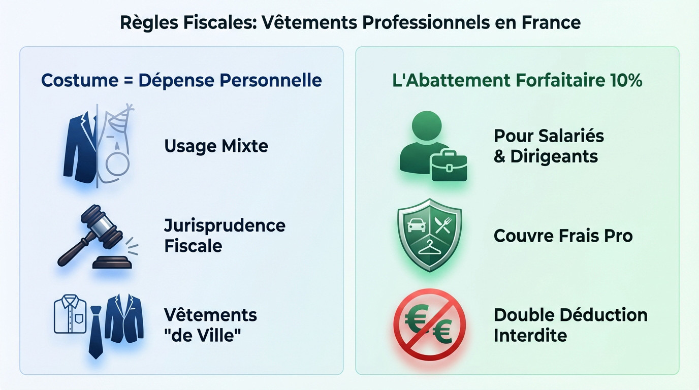 Illustration des règles fiscales concernant la déduction des vêtements professionnels et costumes en entreprise